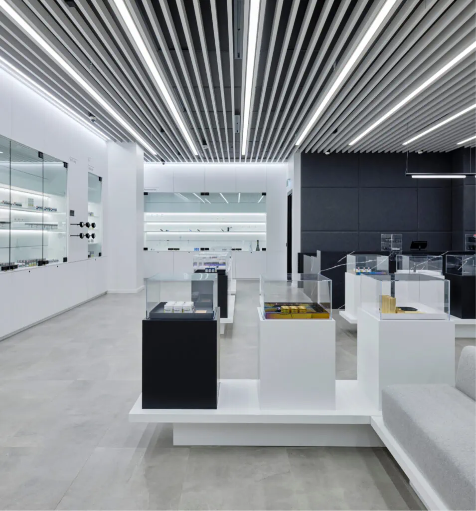 In-store displays of Aurora Cannabis merchandise