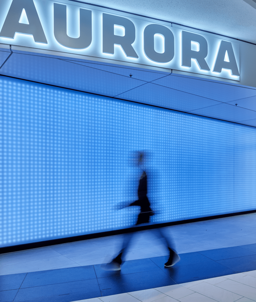 Exterior signage of Aurora Cannabis storefront