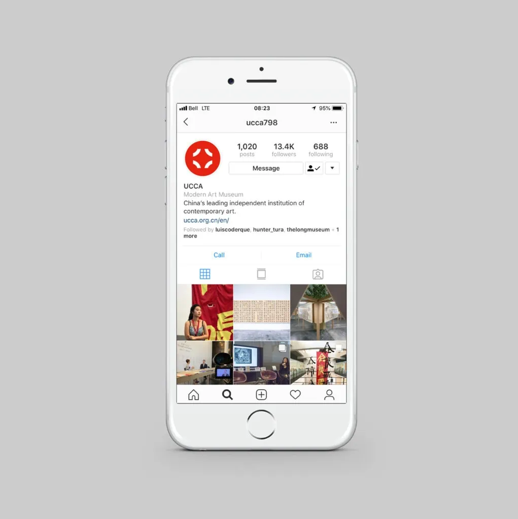 UCCA instagram account on phone