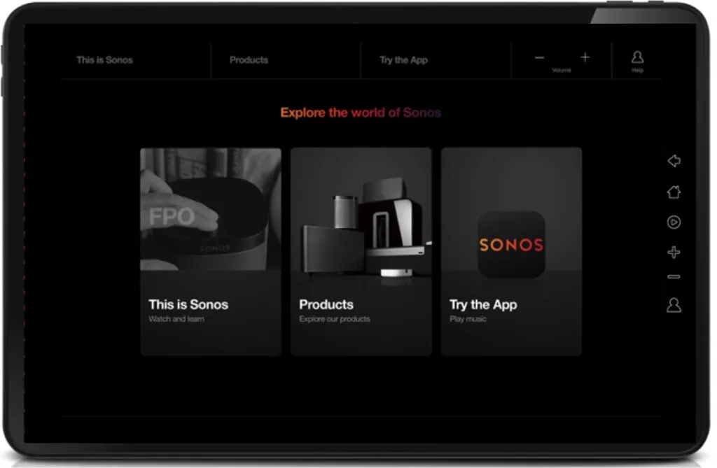 Sonos application on tablet